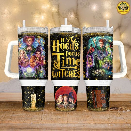 Discover Halloween Horror Movie 40oz Quencher Tumbler, Witch Sisters Halloween 40 oz Coffee Tumbler