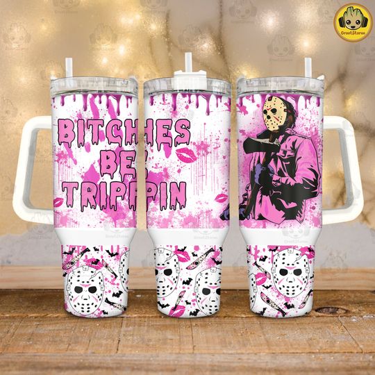 Discover Halloween Horror Movie 40 oz Quencher Tumbler, Bitches Be Trippin Halloween 40oz Tumbler
