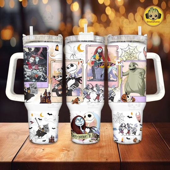 Discover Tarot Card Horror 40oz Tumbler Sublimation Design, Halloween Nightmare 40 oz Tumbler With Handle Template