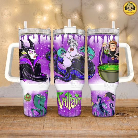 Discover Witch Villains 40 oz Coffee Tumbler, Halloween Horror Evil 40oz Quencher Tumbler