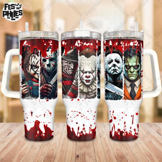 Discover Horror Movie 40 oz Quencher Tumbler Design, Horror Killer Character Stanley 40oz Tumbler Designs