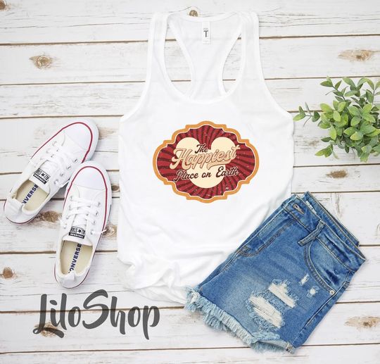 Discover Happiest Place on Earth Tank Top, Castle tank Top, Mouse Ears Tank Vacation, Racerback Tank For Women, Most Magical Place Tank
