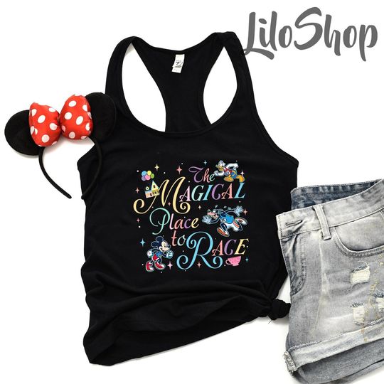 Discover Happiest Race Tank Top, The Magical Place To Race Tank, Mickey Minnie Donald Tank Top, Epcot Shirt, Running Tank, WDW Runner Tee