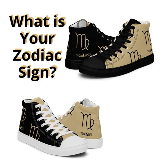 New Orleans Saints Zodiac Sign Shoes l Adult Gym Sneakers l Astrology Hightops l Custom High Top Canvas Shoe l Pattern Gift l Football Kicks