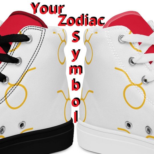 Discover Kansas City Chiefs Zodiac Sign Shoes l Adult Gym Sneakers l Astrology High Tops l Custom High Top Canvas Shoe l Custom Pattern Gift l AFC