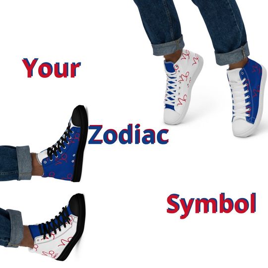 Buffalo Bills Zodiac Sign Shoes l Adult Gym Sneakers l Astrology HIghtops l Custom High Top  Canvas Shoe l Custom Pattern Gift l Astrologial