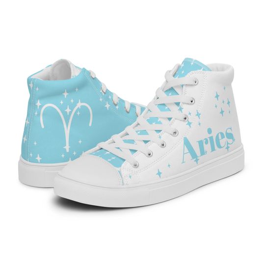 Discover Aries Aquamarine Mens High Top Canvas Shoes