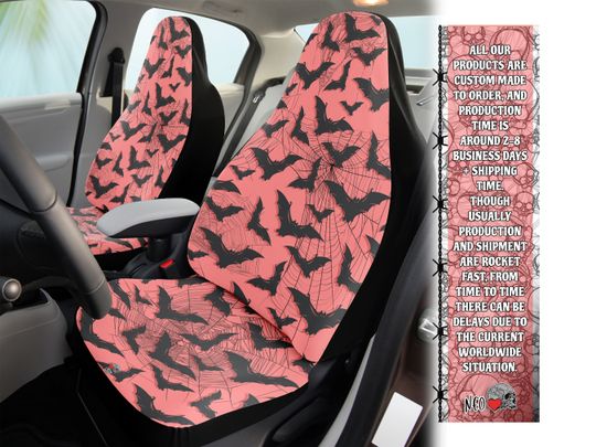 Discover Pastel Goth Bats Car Seats Covers, Grunge Gothic Car Seats Protector, Halloween Vamp Car Accessories, Bat Swarm Spider web Halloween