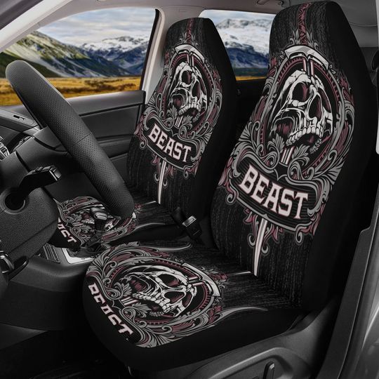 Discover Beast Skull Car Seat Cover skull car mat, reaper skull seat cover mat for car, Halloween Beast seat protector cover mat protector for car