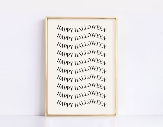 Discover Happy Halloween Print, Halloween Wall Art,  Halloween Poster, Halloween Print
