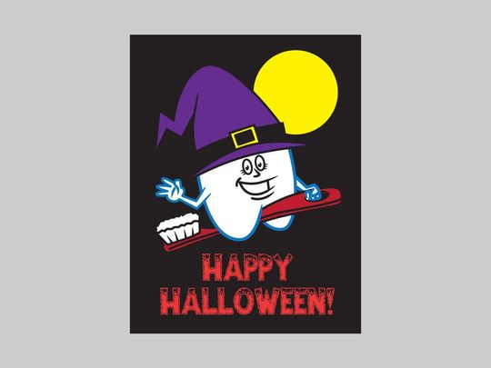 Printable Happy Halloween Dentist Witch Tooth Instant