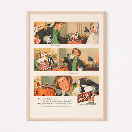 HALLOWEEN PARTY POSTER, Retro Halloween Poster, Vintage Beer Ad