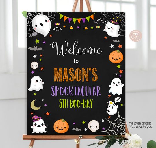 Discover EDITABLE Halloween Welcome Sign Halloween Birthday Chalkboard Sign Halloween