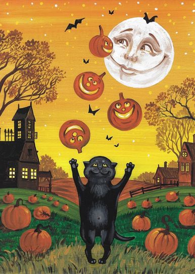 Discover ACEO Fun At The Halloween Farm folk art pumpkin RYTA Autumn Fall Seasonal Home Interior