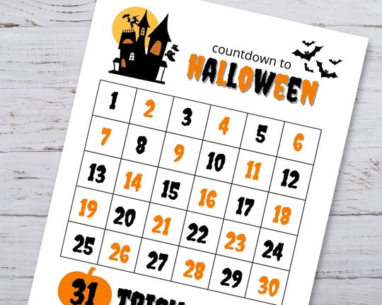 Halloween Countdown Printable, Countdown to Halloween, Days Until Halloween