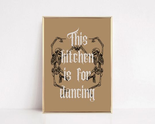 dancing skeletons print | funny halloween decor | spooky wall art