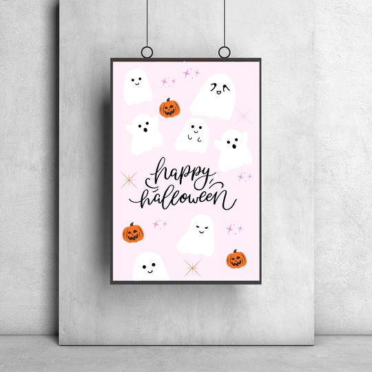 Happy Halloween Poster | Sayings Poster | Halloween Decor | Pumpkin | Party