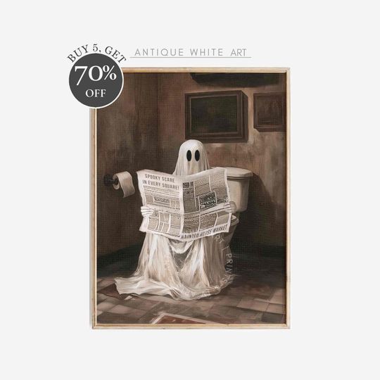 Discover Spooky Halloween Wall Art, Ghost Toilet Art, Bathroom Halloween Decor