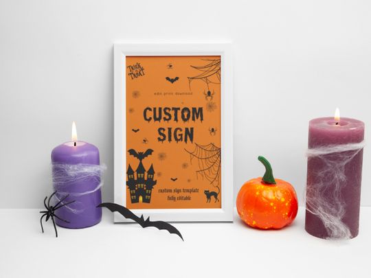 Custom Halloween Sign, Printable Halloween Template, Editable Custom Poster