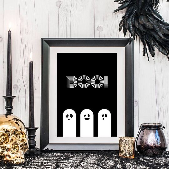 halloween printables, halloween posters, happy halloween wall art, modern halloween