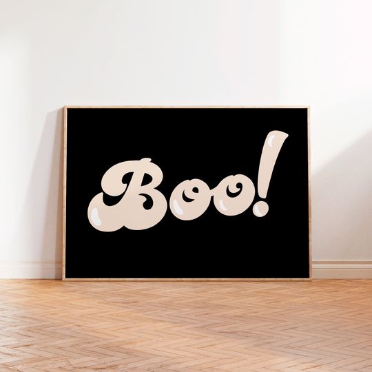 Discover Boo! Wall Art Print, Halloween Autumn Wall Decor, Typography Print