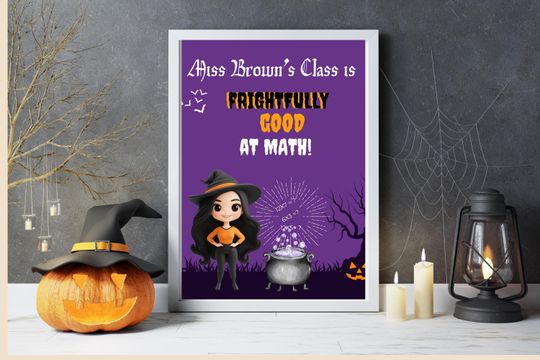 Discover Teacher Halloween Poster Frightfully Good At Math  Classroom Wall Art Decor