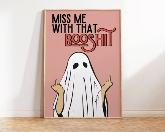 Discover Booshit Trendy Halloween Poster, Halloween Decor Indoor, Pink Halloween Decor