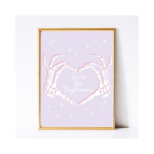 Discover Halloween Art Print,Skeleton Print,Spooky Art,Halloween Digital Art,Coquette Halloween