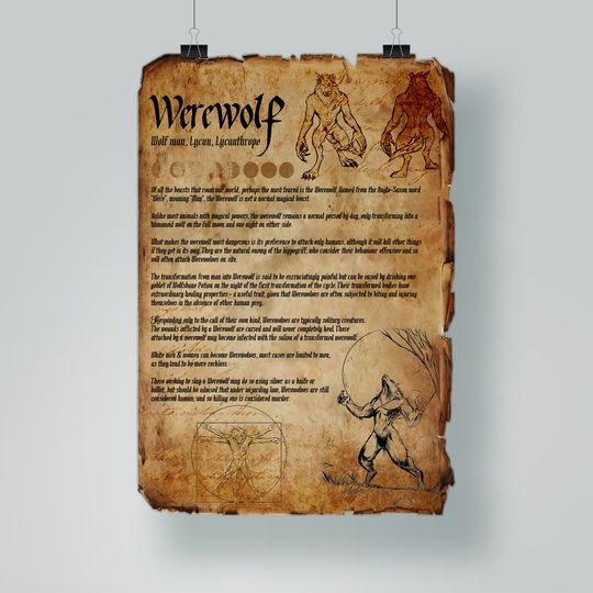 Discover Werewolf | Werewolf poster | Instant download | Digital Download | Medieval poster