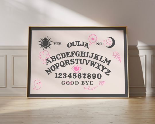 Discover Pastel Pink Halloween Decor, Ouija Board Wall Art, Cute Spooky Print