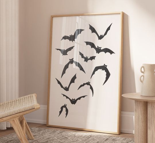 Discover Halloween Wall Decor, Halloween Wall Art, Halloween Print, Halloween Poster, Bats Print
