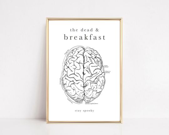 Discover dead and breakfast sign | halloween home decor | anatomy poster | spooky wall decor