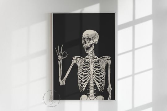 Discover Halloween Art Print, Halloween Poster,  Halloween decor, Fall decor, Halloween skeleton