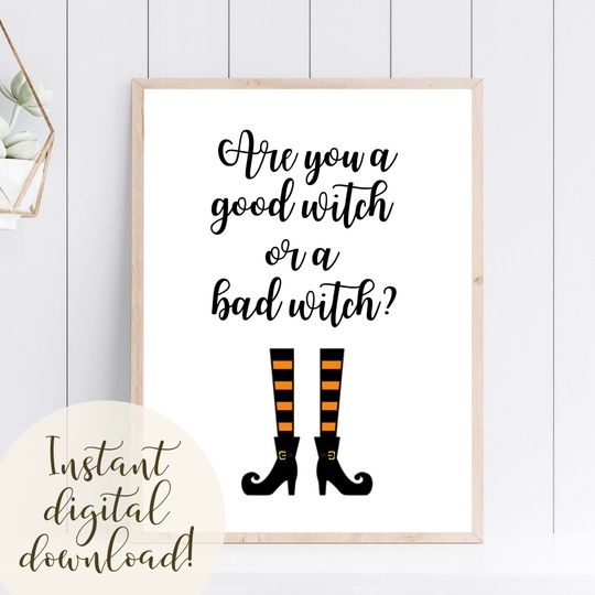 Halloween Witch Print | Printable Fall Wall Decor | Orange & Black Theme