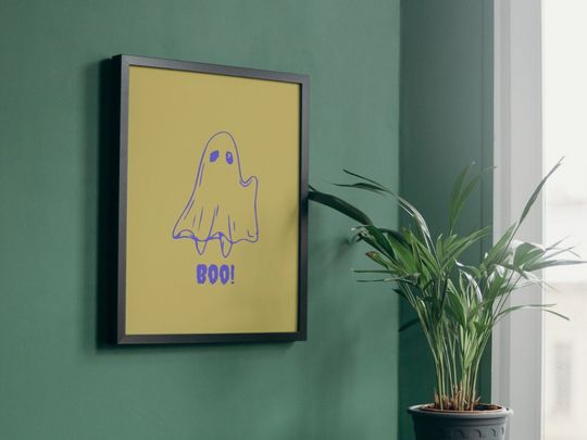 Halloween printable wall art |  Retro Ghost print | Digital wall art | Modern decor