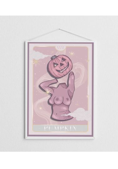 Discover Pumpkin Head Print, Pink Pumpkin Print, Halloween Poster