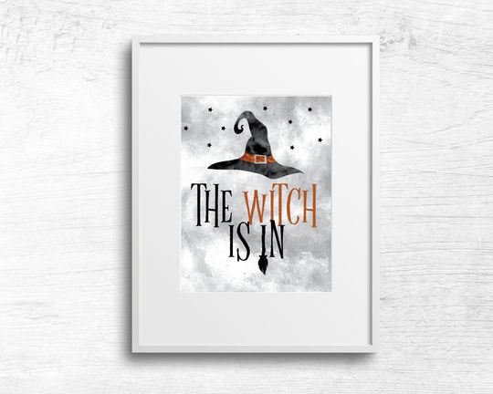 Watercolor The Witch is in Sign, Halloween Poster, Halloween Art Print