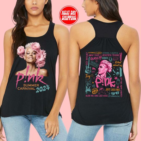 Discover Pink Tour Tshirt, Concert Tank Top For The Summer Carnival Tour 2024, Concert P!nk T-shirt,  Trustfall Album Shirt Tank Tee