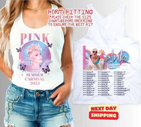 Discover P!nk Pink Singer Summer Carnival 2024 Tour Tank Top, Pink Fan Lovers Shirt, Music Tour 2024 Shirt, Trustfall Album Shirt, Concert Tank