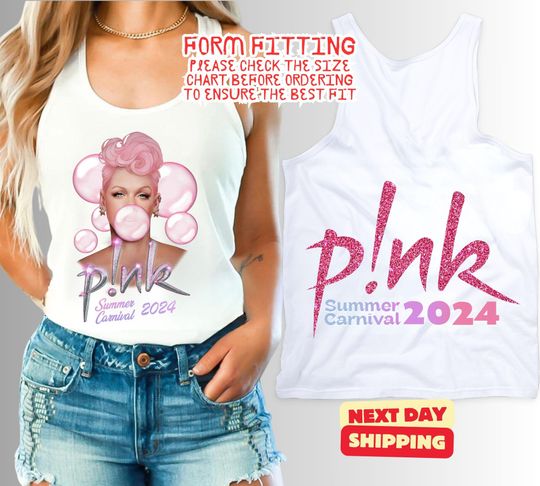 Discover P!nk Pink Singer Summer Carnival 2024 Tour Tank Top, Pink Fan Lovers Shirt, Music Tour 2024 Shirt, Trustfall Album Shirt, Concert Tank