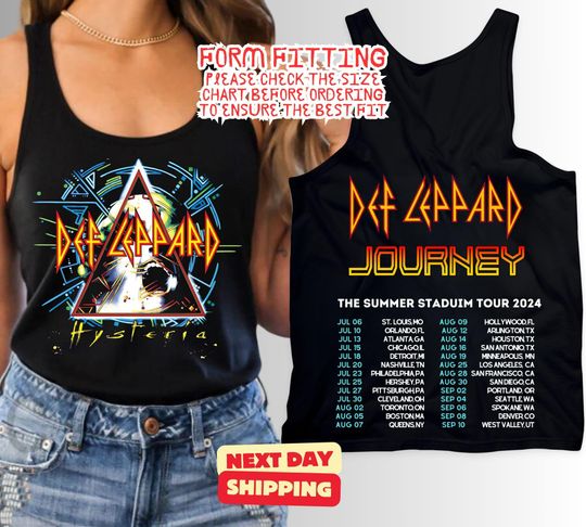 Discover Def-Leppard And Journey Summer Stadium Tour 2024 Tank Top, Journey Tour Shirt, Def Leppard Shirt, Rock Music, Journey Fan Gift