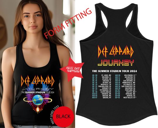 Def-Leppard And Journey Summer Stadium Tour 2024 Tank Top, Journey Tour Shirt, Def Leppard Shirt, Rock Music, Def Leppard And Journey Gift