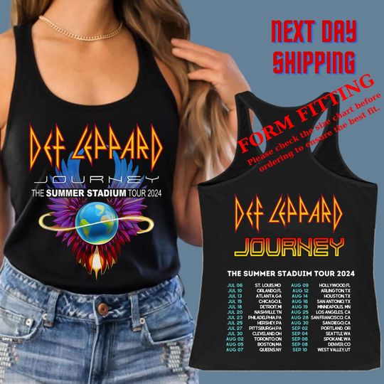 Discover Def Leppard Tank Top, Journey Summer Stadium Tour 2024 Tee, Def Leppard Fan Shirt, Def Leppard And Journey Merch