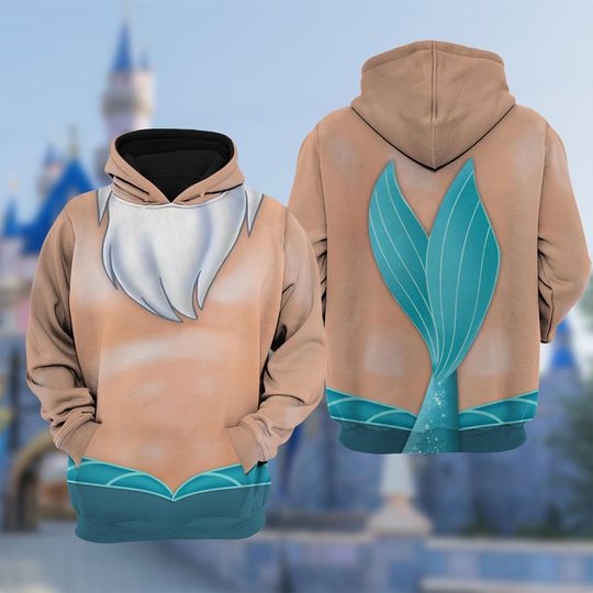 King Triton Costume Cosplay 3D T-Shirt, The Little Mermaid Dad Costume Hoodie