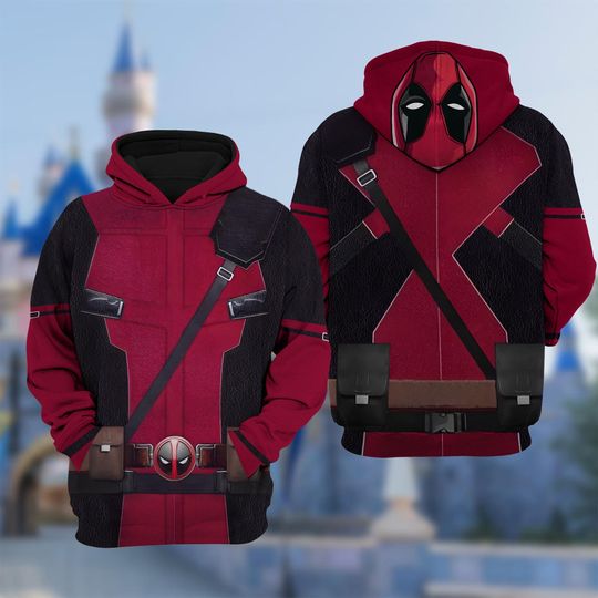 Deadpool 3D Costume Hoodie, Anti Hero Character Cosplay Costume Hoodie