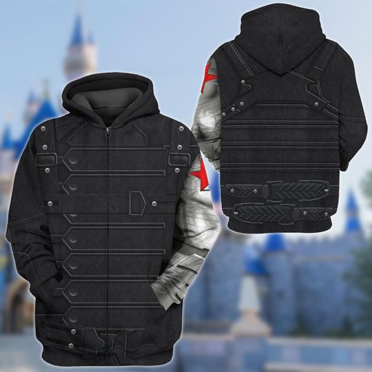Winter Soldier 3D Cosplay Costume Hoodie, Hero Halloween Costume Hoodie, BUCKYY Bn Barnes