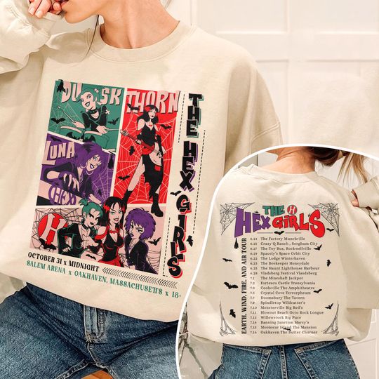Discover The Hex Girls Rock Band 2 Sided Sweatshirt, The Hex Girls Tour Shirts, The Hex Girls Rock Band Music Tee, Halloween Outfit