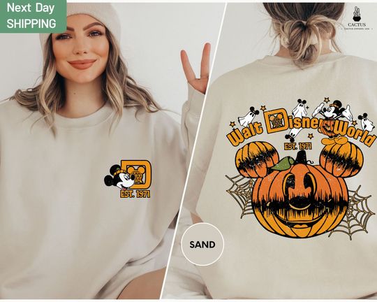 Discover Retro Disneyland Halloween 2 Side Sweatshirt, Halloween Matching Sweatshirt, Spooky Season Gift, Disney Trip Crewneck