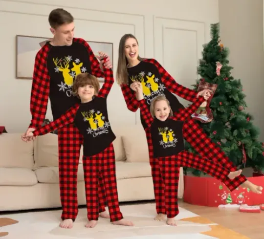Plaid Christmas Pajamas Family Matching Outfits Sleepwear Xmas Pj's Clothes