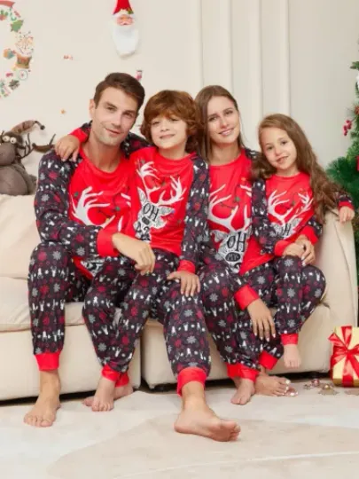 Family Matching Christmas Pajamas Dad Mommy And Me Costume Pyjamas Homewear